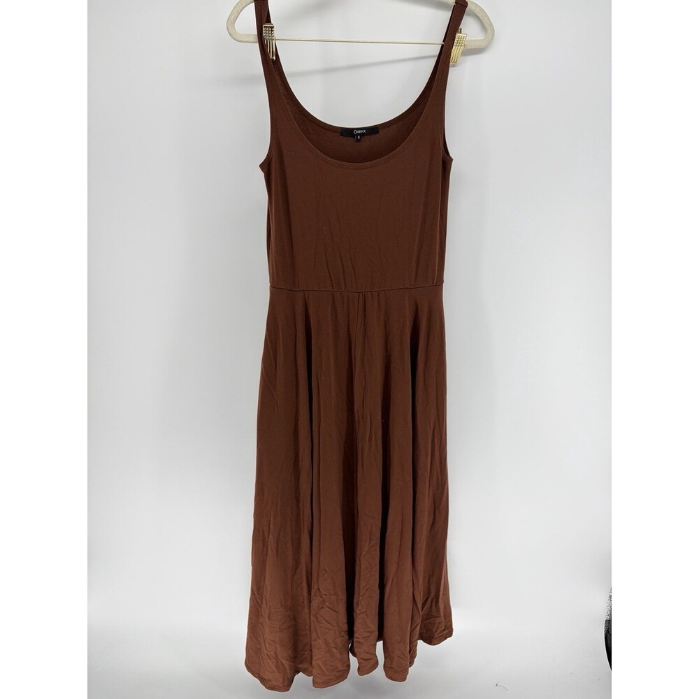 Quince Tencel A-Line Swing Dress Brown Small Breathable Comfort Stretch
